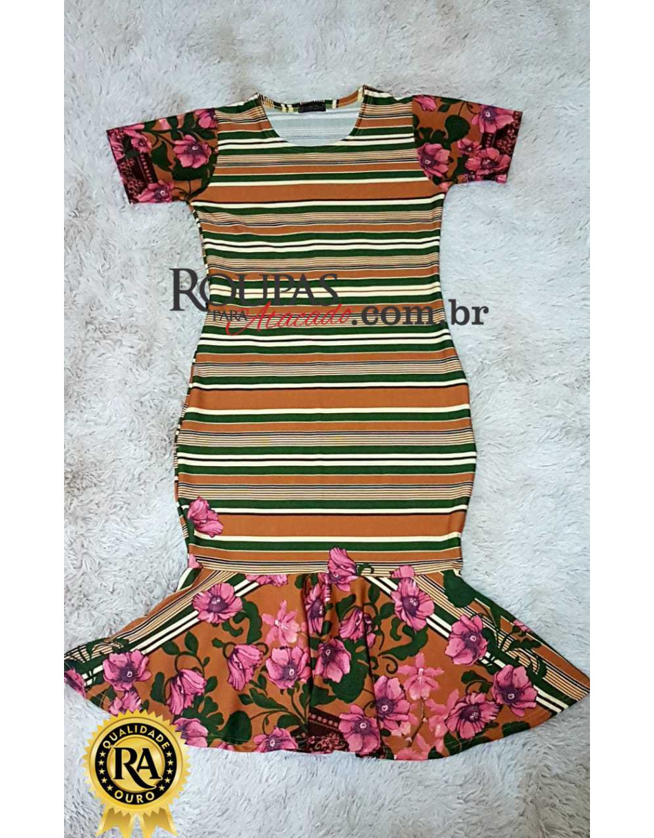 Vestido Midi Estampado Com Babado P M G