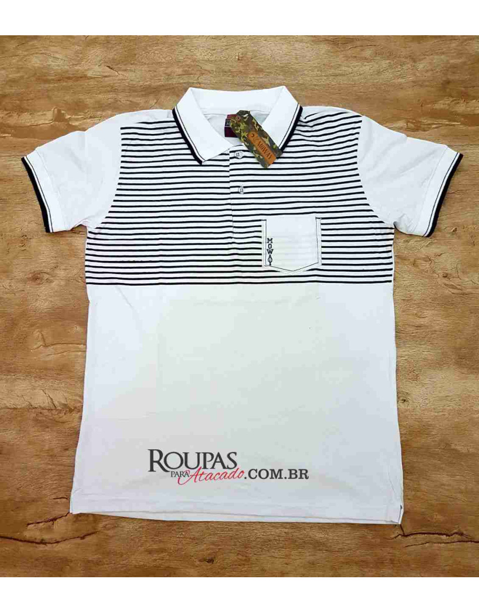 Camisa Polo Algodão Masculina com Bolso