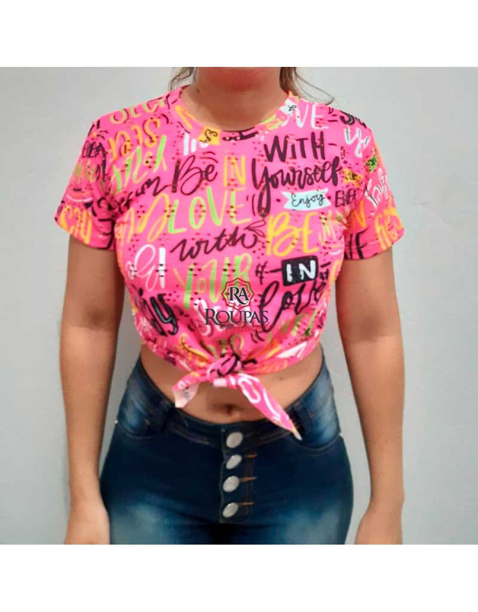 Cropped Feminino Estampado Arrastão