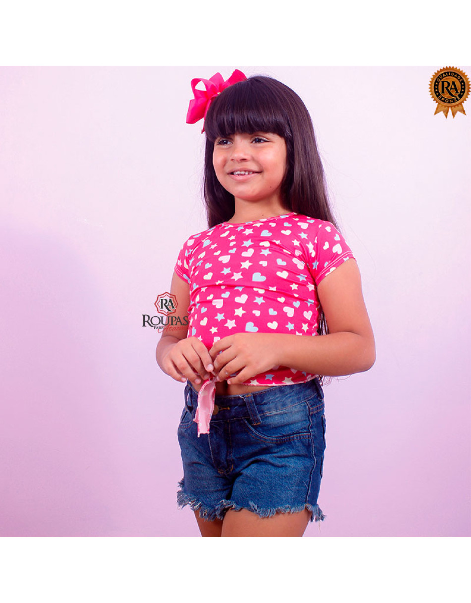 Cropped Infantil De Amarrar Estampado