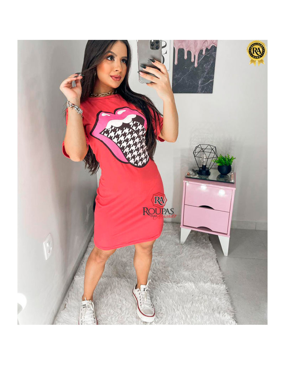 Vestido Tubinho Com Estampas Em Suede
