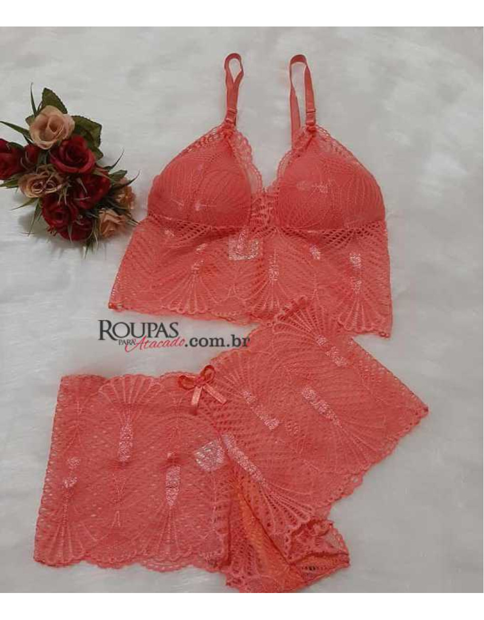 Conjunto Lingerie Espera Marido Com Bojo