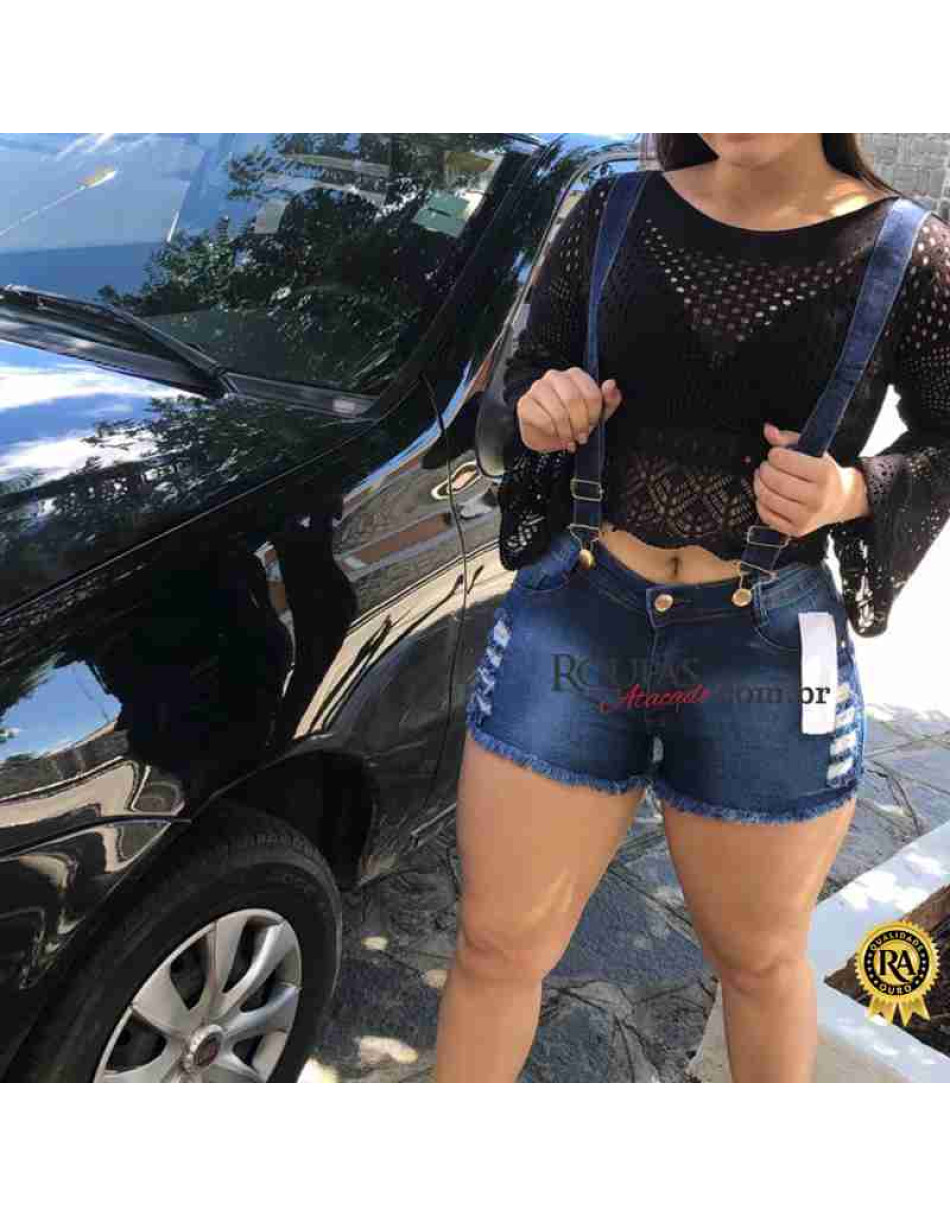 Short Com Suspensório Feminino