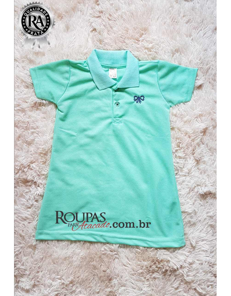 Vestido Gola Polo Infantil Feminino Piquet