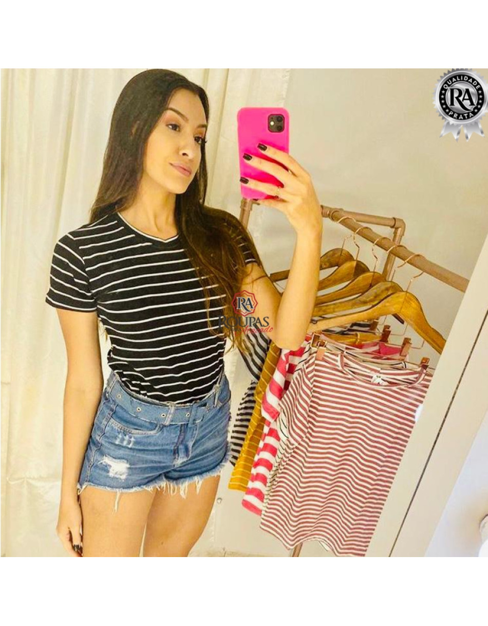 Blusa T-shirt Feminina Listrada