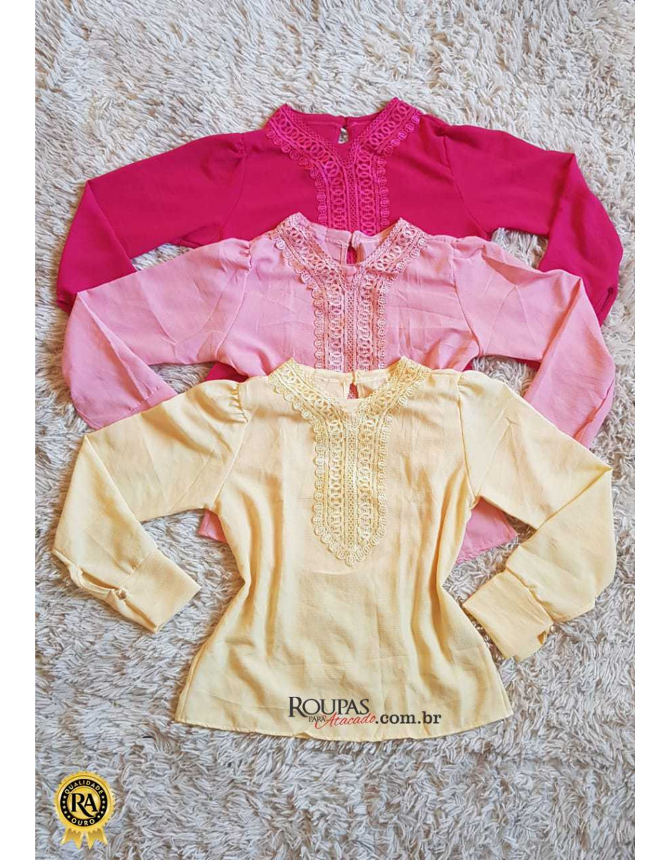 Blusa de Crepe Manga longa