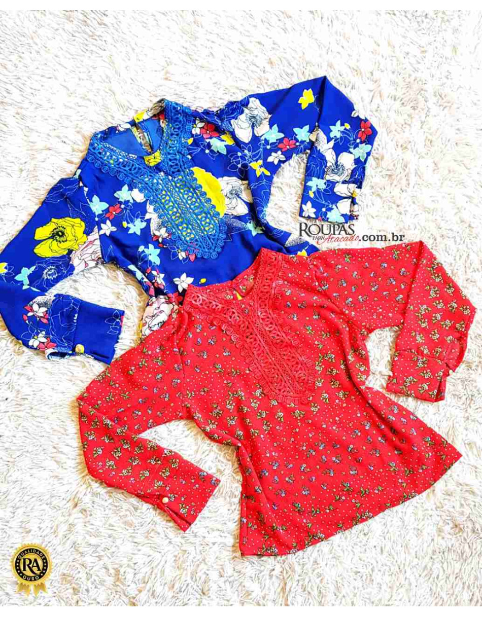 Blusa de Crepe Manga longa