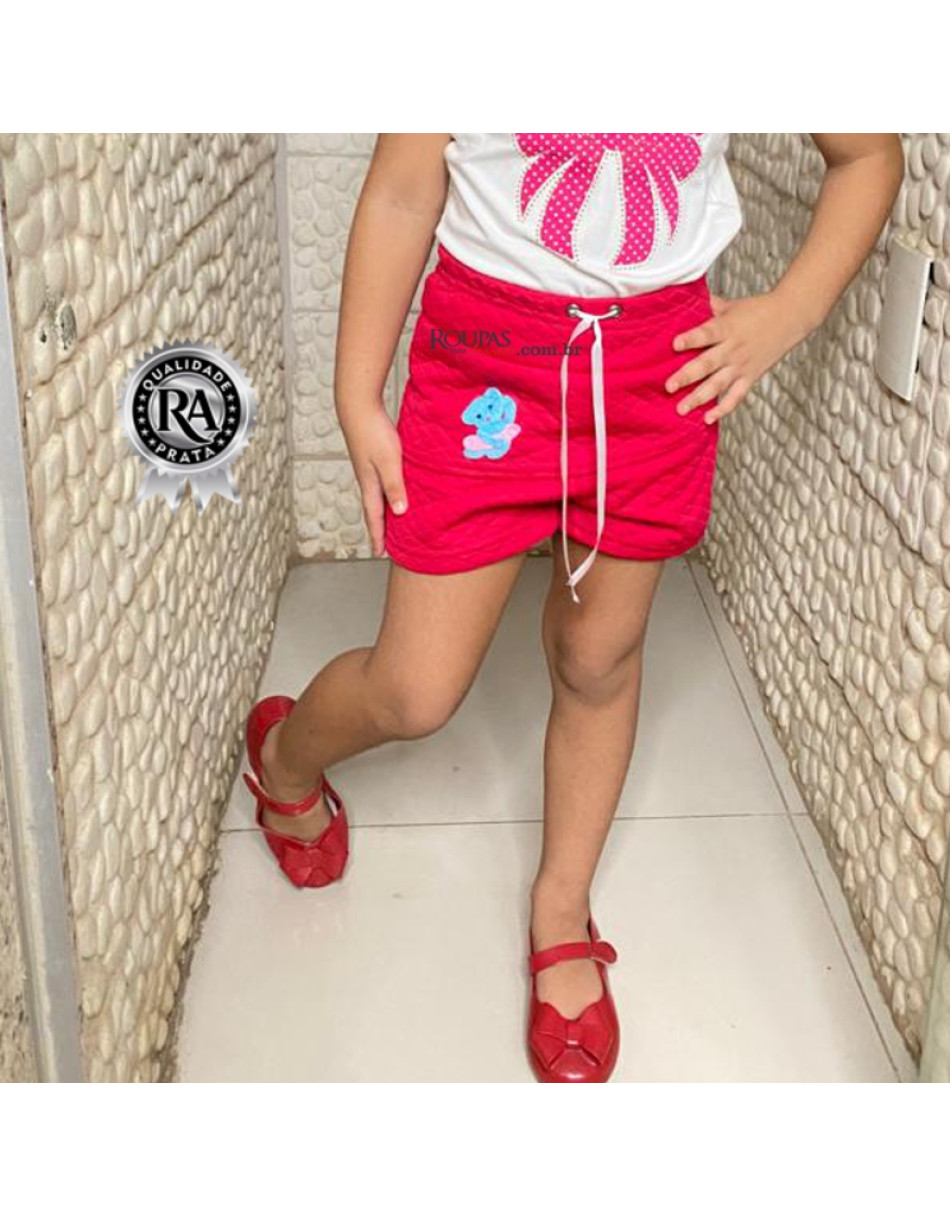  Short Saia Infantil Em Matelassê 