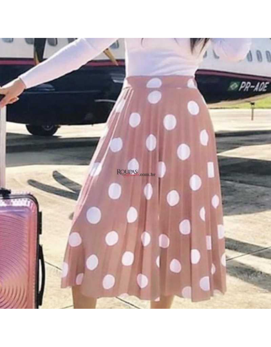 Saia Midi Plissada Estampada