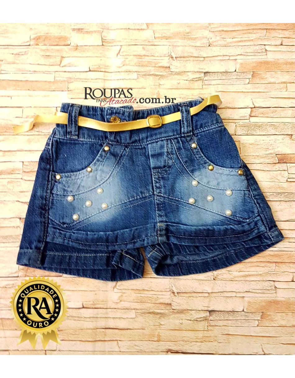 Short Saia Jeans Infantil Feminina