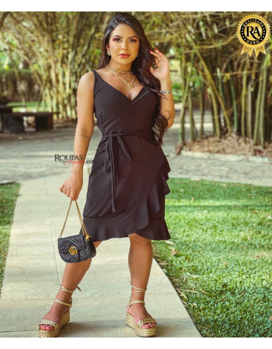 Vestido Feminino Alcinha Com Babado