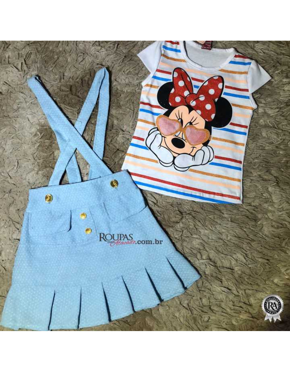 Conjunto Infantil Blusa e Vestido Salopete