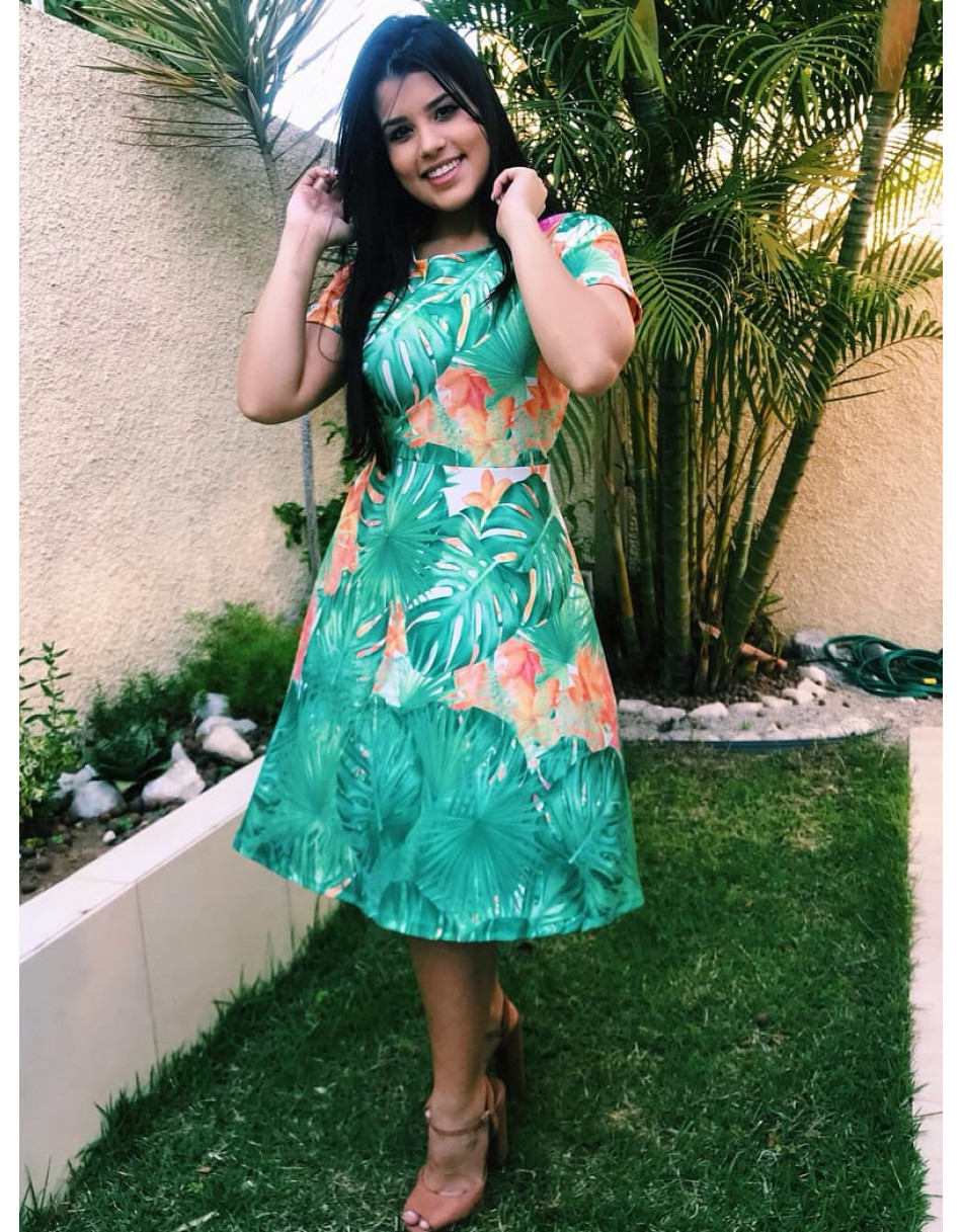 Vestido Midi Gode Estampado Barrado