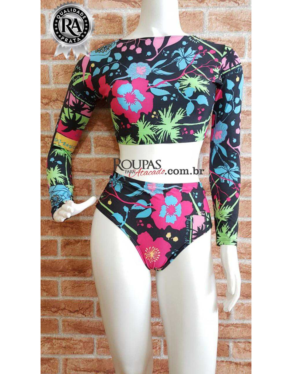 Biquini Cropped Manga longa adulto
