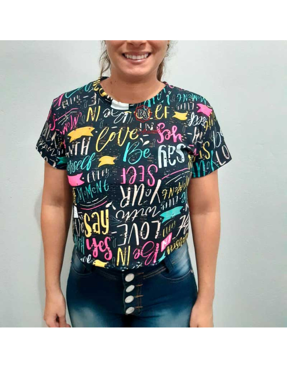 Cropped Feminino Estampado Arrastão