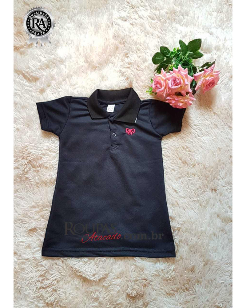 Vestido Gola Polo Infantil Feminino Piquet
