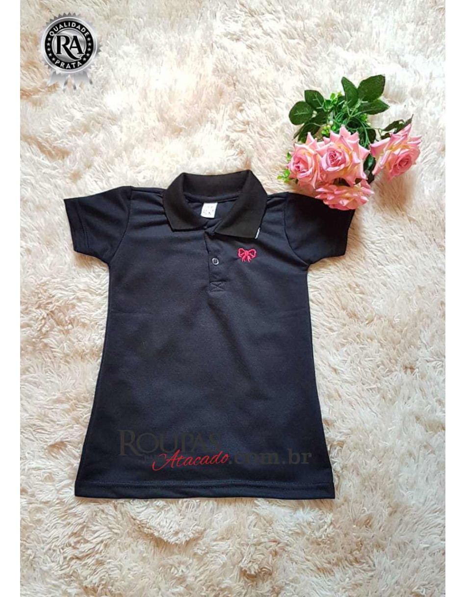 Vestido Gola Polo Infantil Feminino Piquet