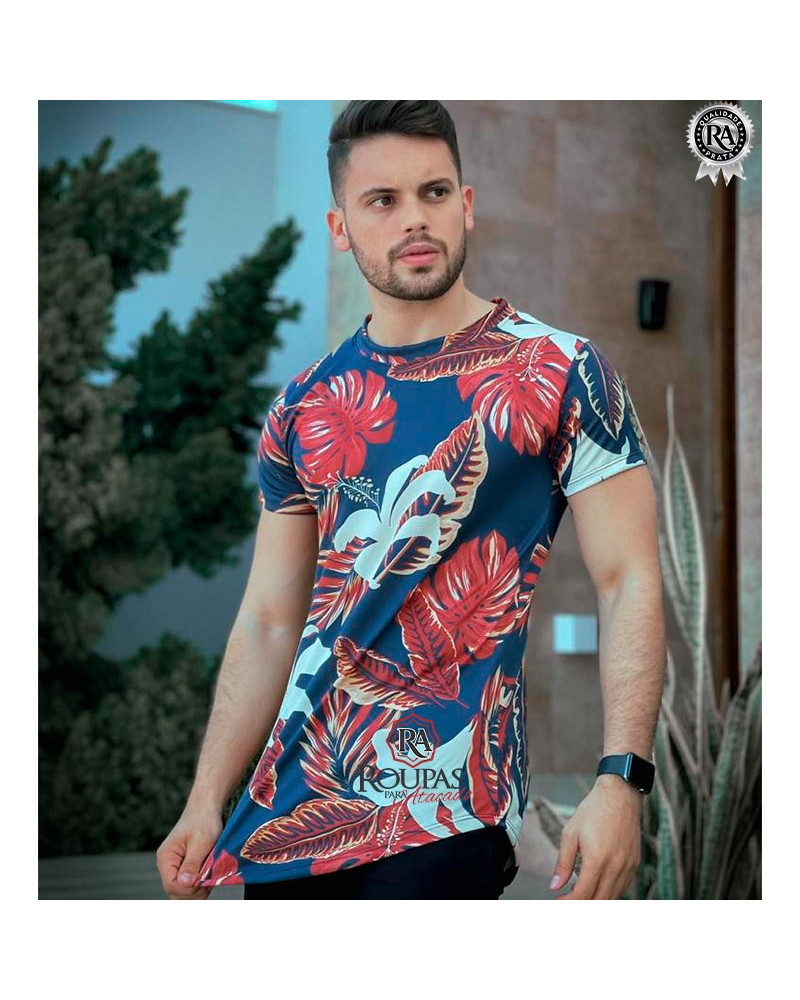 Camisa Masculina Longline Floral