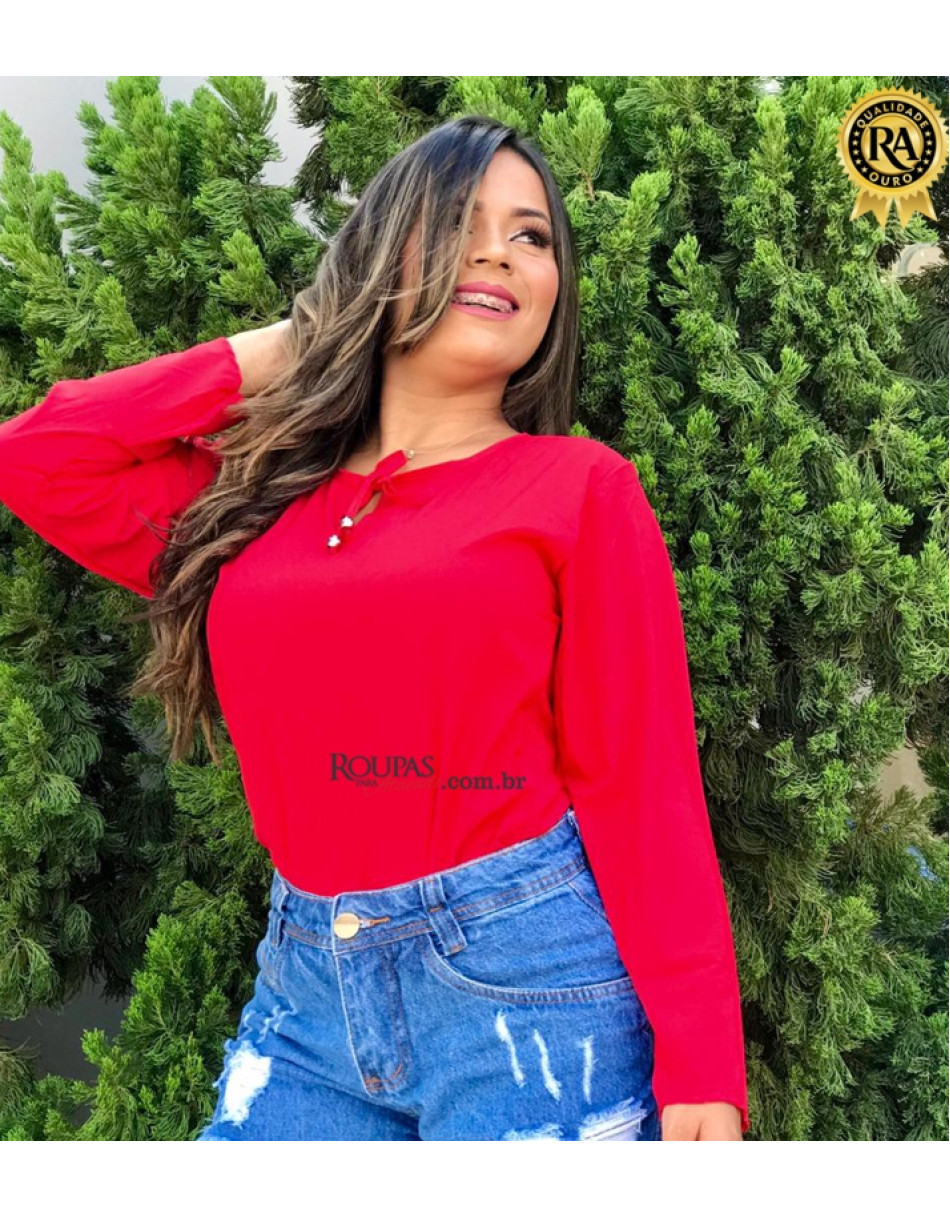 Blusa de Crepe Manga longa