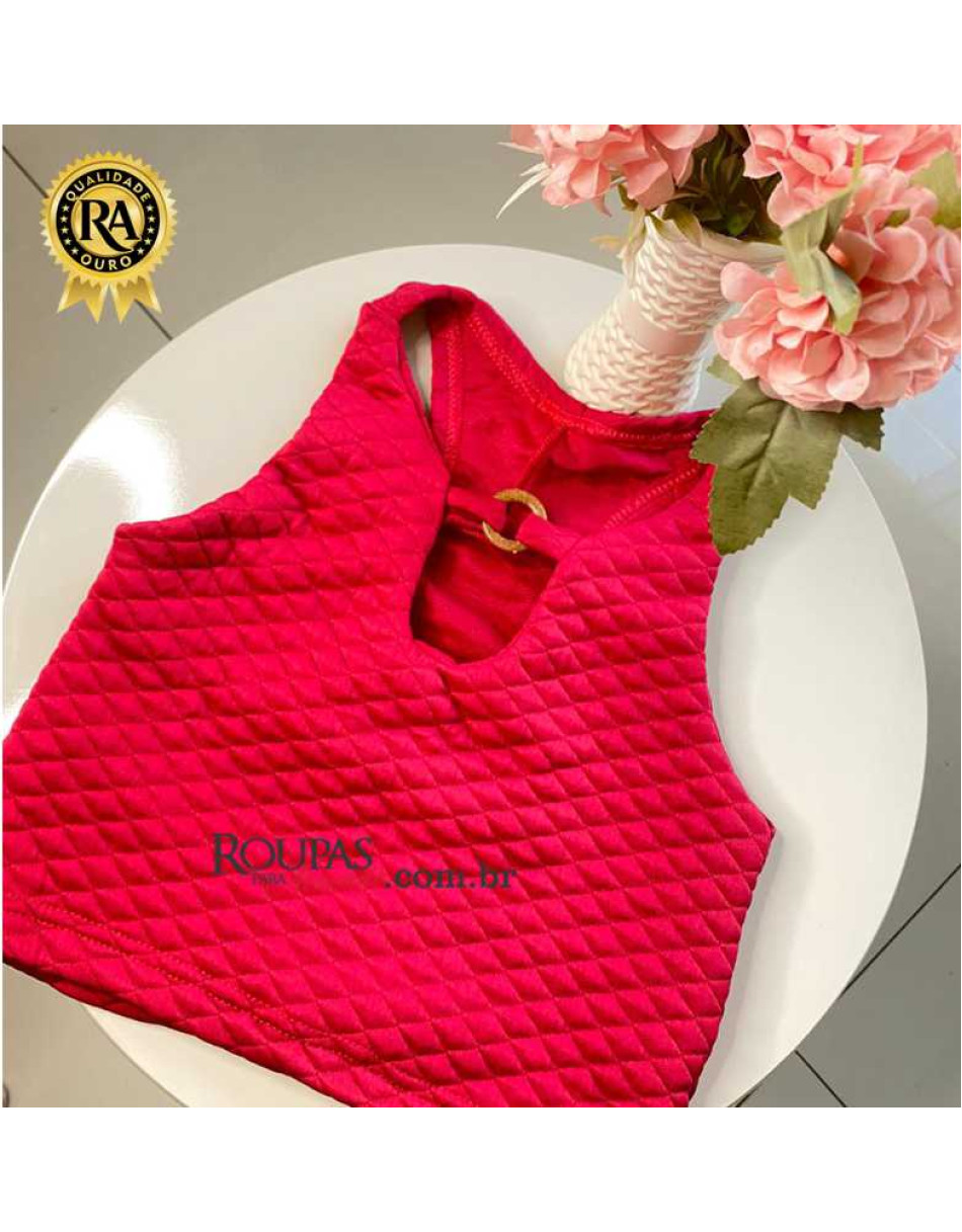  Blusa Cropped Feminina Em Matelassê