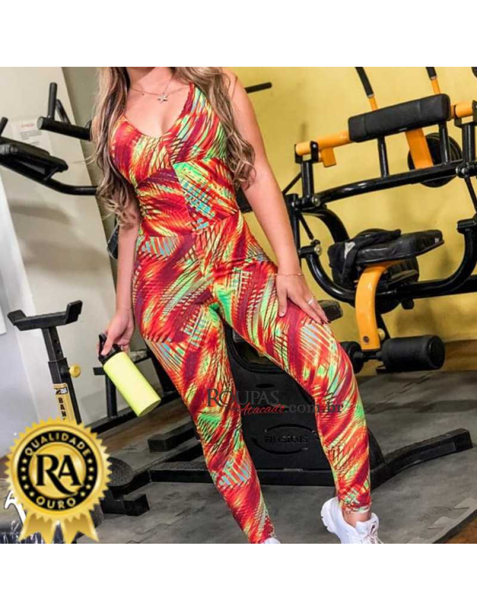 Macacão Fitness Com Bojo Longo