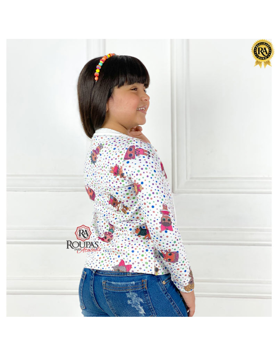 Casaco Infantil Em Tricot Estampado Com Botões