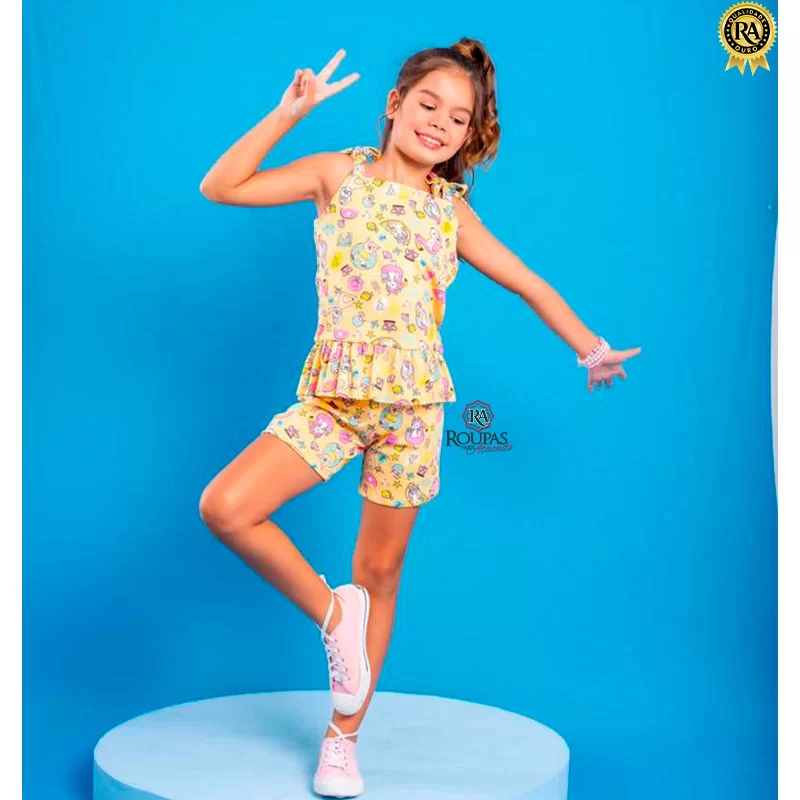 Conjunto Infantil Blusa Peplum E Short Luana 