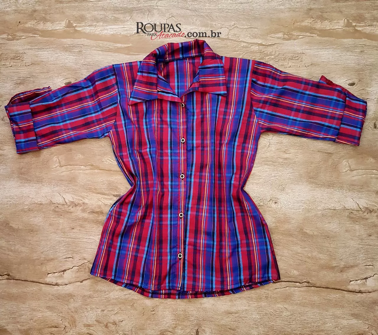 Camisa Social 3/4 Xadrez Feminina